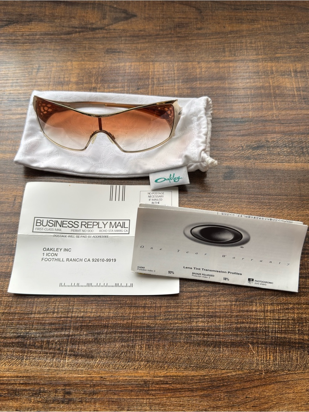 Oakley Dart Gold Bronze Women Sunglasses Vintage Y2K Shield With Pouch 05-663